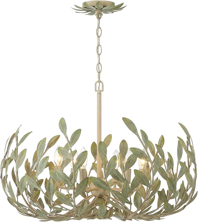 Crystorama Broche 6 Light Champagne Green Tea Chandelier