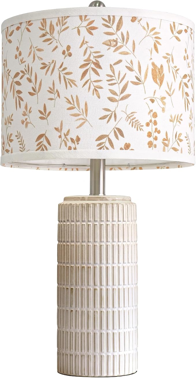 PoKat 23'' Dried Flowers Table Lamp for Bedroom Nightstands, Birthday Gifts for Women Mom, House Warming Gifts New Home Decor, Ceramic Lamp for Living Room Nursery, Modern Bedroom Lamp for Dresser