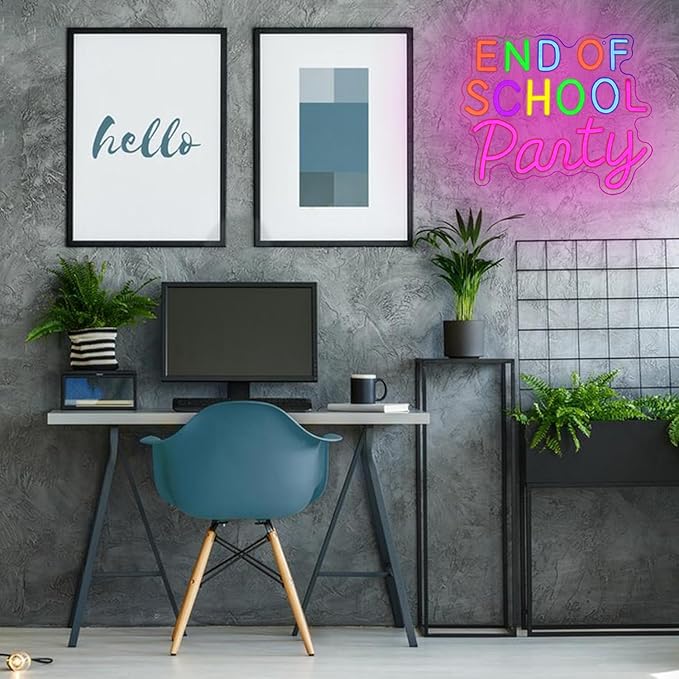 End of School Party Neon Sign for Wall Decor Party LED Sign Letter Neon Light Neon Last Day of School Bash Signs for Bedroom Classroom Home Party