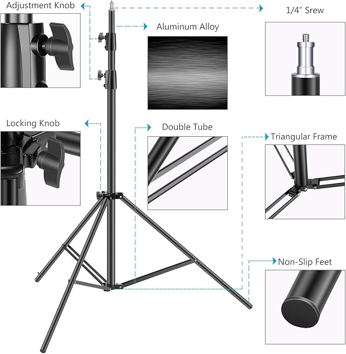 Neewer Light Stands 10 Feet/3 Meters, Pro Heavy Duty Spring Cushioned, All Metal Locking Collars, Set of 2 (Black Finish) with Carry Bags and Sandbags for Photo Video Photography HTC Vive, etc