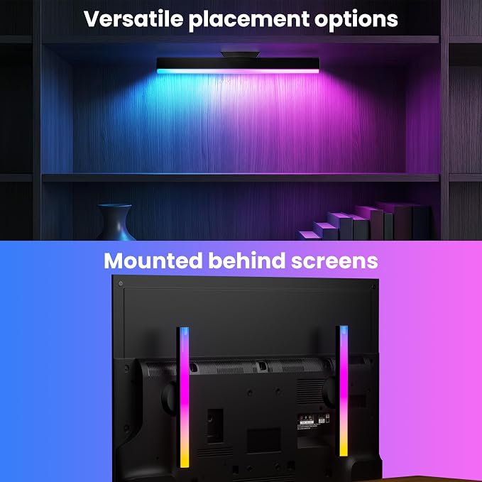 TJOY Smart Wi-Fi Light Bar, Compatible with Alexa&Google Assistant, Gaming Desk Lights with Music Sync&Scene Modes, RGB TV Light Bar, Mood Lighting for Game, PC, Monitor (2.4GHz WiFi only)