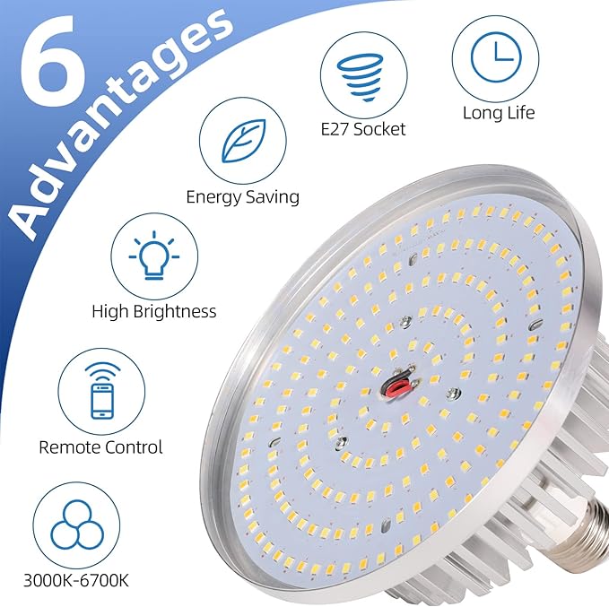 175W Photography Light Bulb Dimmable Tricolor LED Bulbs 3000-6700K Color Softbox Bulb in E27 Socket for Photography Photo Video Studio Lighting White Warm Cold 1 Pack