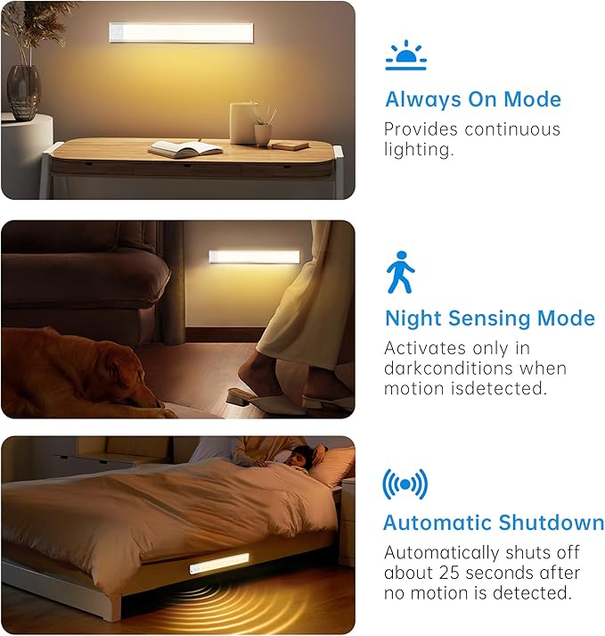 Under Cabinet Lighting,5 Pack Rechargeable Motion Sensor Light Indoor,3 Colors Dimmable,Magnetic Closet Lights Battery Operated,Under Counter Lights for Kitchen,Wardrobe, Hallway, Home