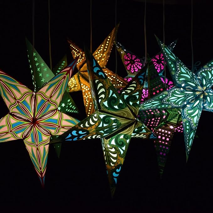 Spika Green Paper Star Lantern with 12 Foot Power Cord Included
