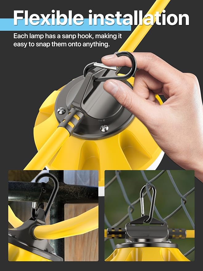 HYPERLITE Construction String Lights: 50FT 5 Bulbs Work Lights with 3 Prong - IP65 Waterproof Linkable LED Industrial Temporary Lighting for Construction Sites Attic Crawlspace Renovation