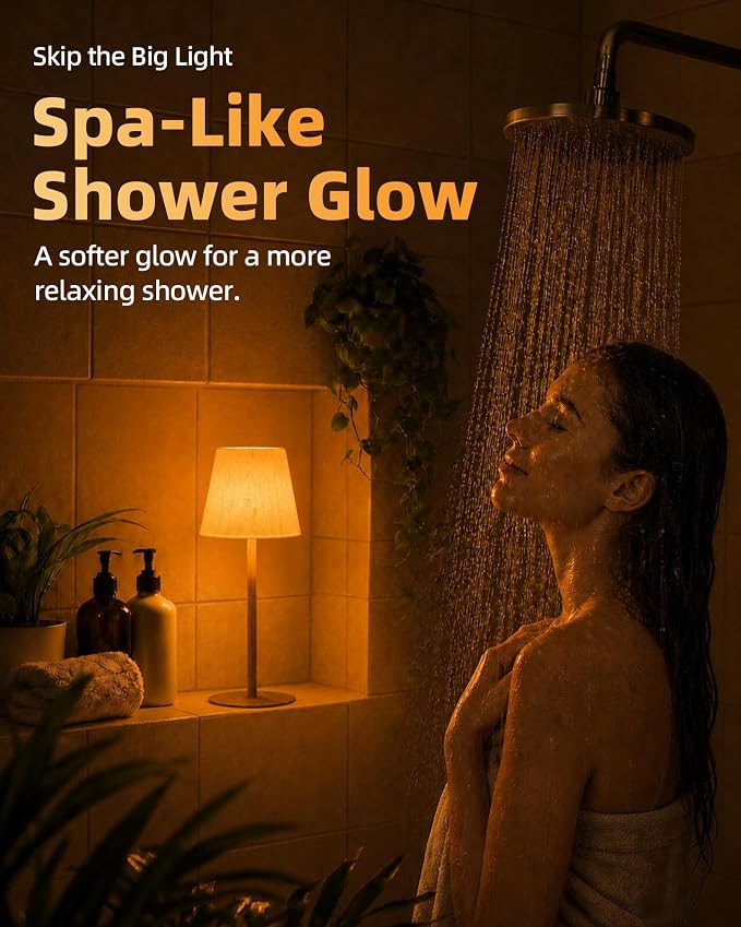 EZVALO Spa-Like Shower Lamp – Waterproof Bathroom Lamp with Remote, Rechargeable Cordless Mood Light, 3 Color Temps & 80 RGB Colors for Relaxing Bathroom & Bathtub Experience (1 Pack)