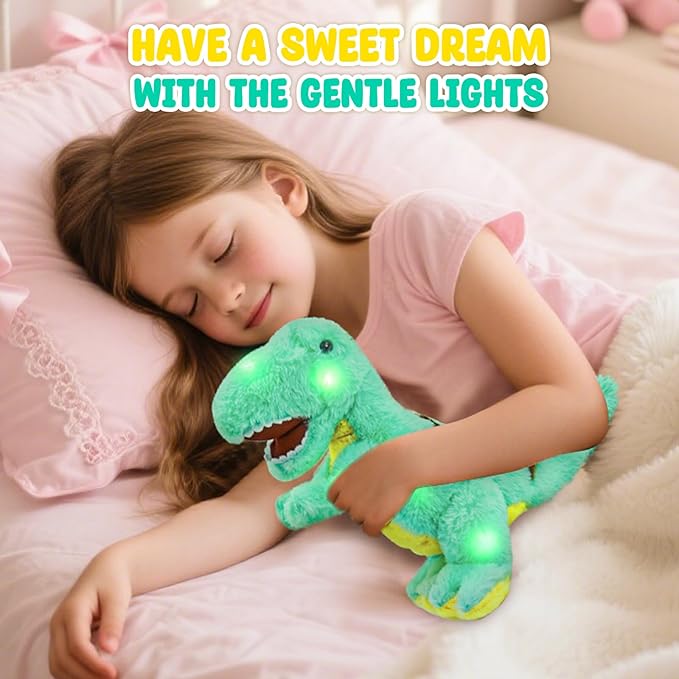 Glow Guards Light up T-Rex Dinosaur Stuffed Animal,Soft Dinosaur Plush Toy with LED Night Lights Glow in the Dark,Birthday Children's Day Gifts for Toddler Kids,14''