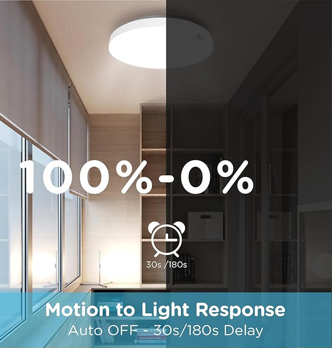 Motion Sensor Ceiling Light Indoor Wired, 9 Inch 18W, 5 CCT 2700/3000/3500/4000/5000K, 3 Brightness Settable, 1550LM Flush Mount LED Closet Lights for Stairs Hallway Laundry Porch, White
