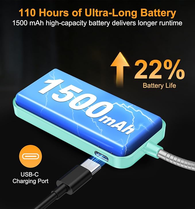 Gritin 2026 Gen 2 Book Light for Reading- 30 Eye Caring Full Spectrum LED | 5 Colors & 5 Brightness, Adjustable Wide/Narrow Beam, Upgrade 1500mAh Long-Lasting Rechargeable Clip on Light-Blue