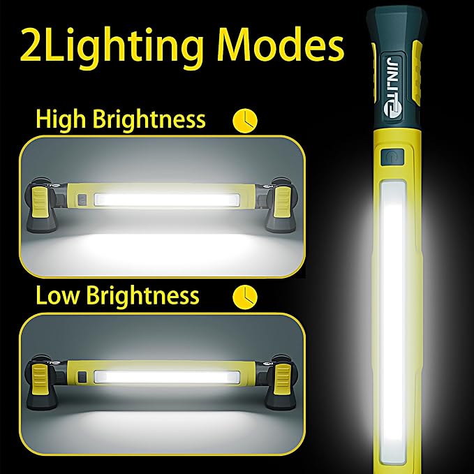 Magnetic Work Light - 3000LM Rechargeable LED Work Light Bar, 5200mAh Under Hood Mechanic Light for Garage, Workshop, Vehicle Inspection (1 Pack, Yellow)