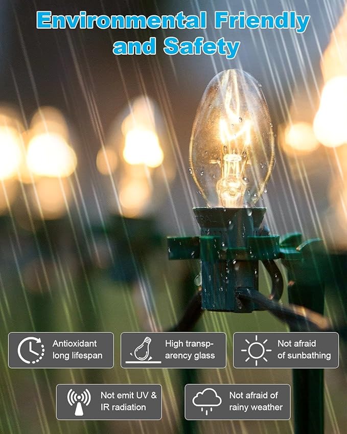 Night Light Bulbs - 4W Dimmable Warm White - E12 Base - Small Clear Glass, C7