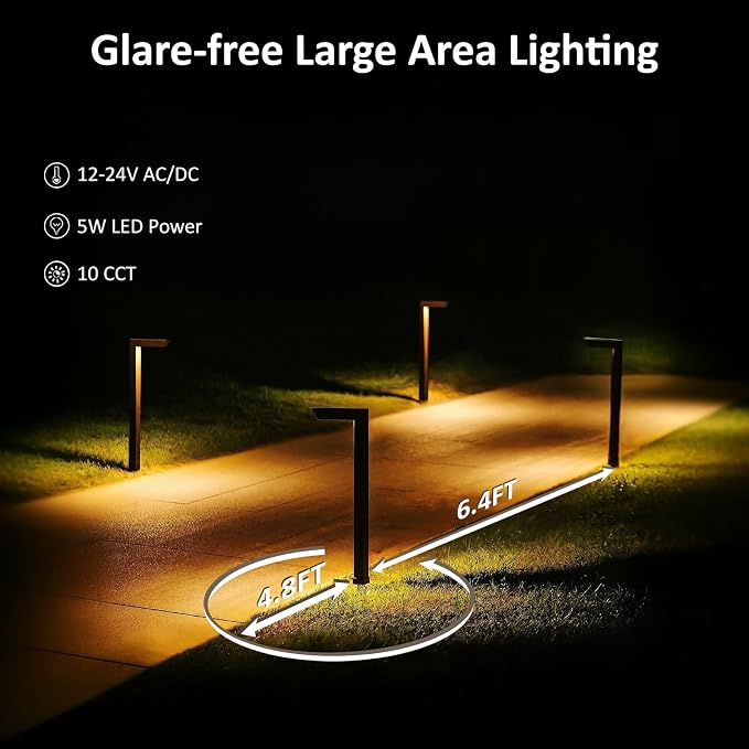 RGB Low Voltage Landscape Pathway Lights Wired Outdoor | 12V 5W LED Color Changing Landscape Lighting for Pathway Path Walkway Driveway of Christmas Halloween, Aluminum, Bronze, 6PK