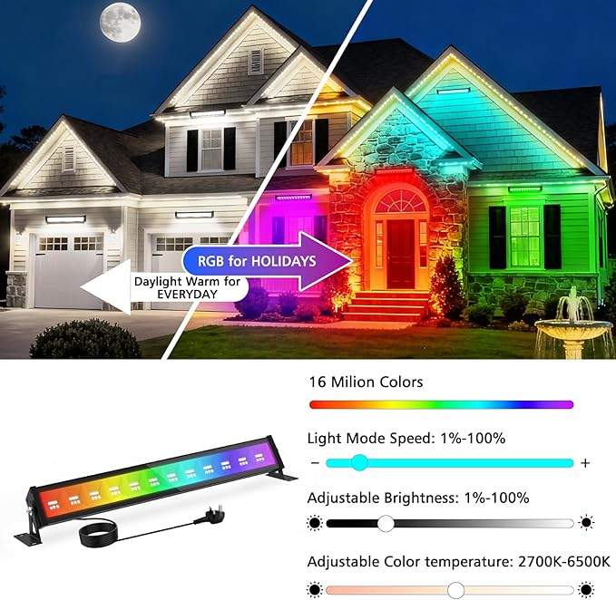 T-SUN RGBCW Wall Washer Lights 4 Pack 50W Stage Wash Light Bar Smart APP & Remote Control Music Sync Memory Timing Color Changing Wash Light for Stage Birthday Party Wedding Outdoor Indoor