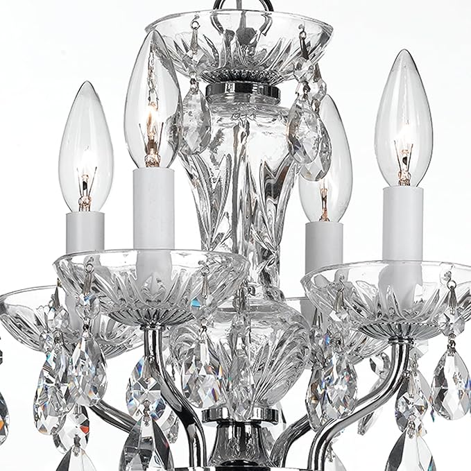 Traditional Crystal 4 Light Hand Cut Crystal Polished Chrome Mini Chandelier