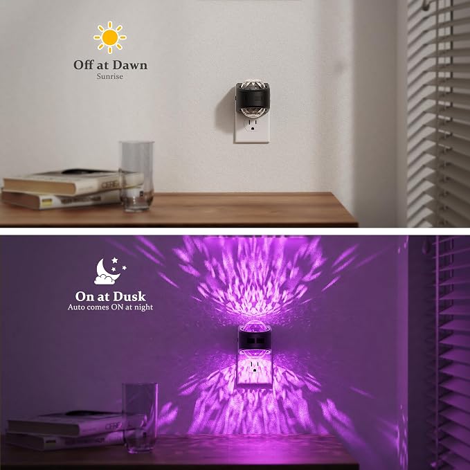 JandCase Motion Sensor Night Light, Dusk to Dawn | Star Projector Night Light with 180° Rotatable Plug, 3000K and RGB Automatic Galaxy Nightlight Plug in for Bathroom Hallway