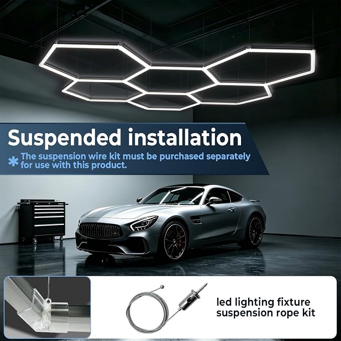 Hexagon LED Garage Lights 2026 Updated,1.3-inch Widened Light Surface, 168W 18000LM 6500K 5 Grids, Thickened-PC Shell, LED Shop Lighting for Garage, Car Detailing, Gym, Workshop, Basement