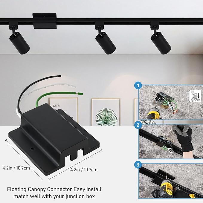 12-Light LED Track Lighting Kit with 13FT H Track Lighting Rails & Floating Canopy Connector, GU10 Track Light Kit, Modern Kitchen Track Lighting Fixtures Ceiling Spot Light, Black(No Bulbs)