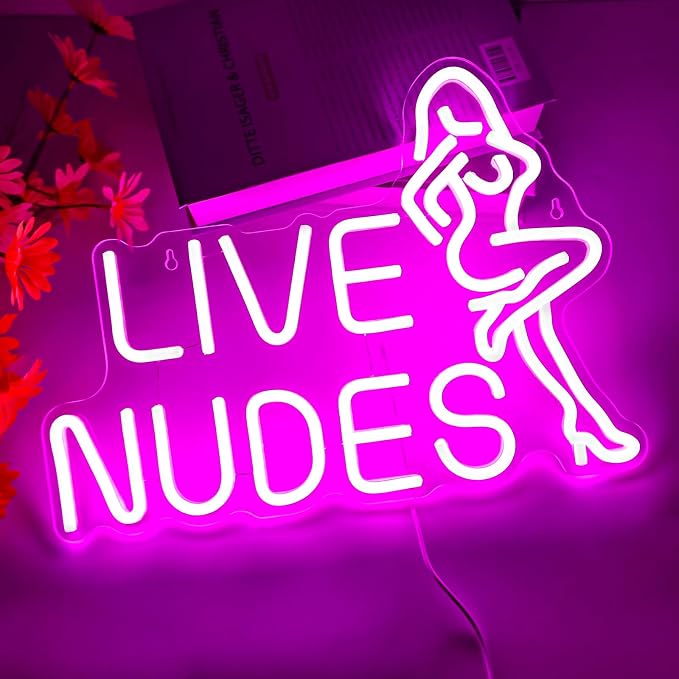 Lady Neon Sign Dimmable Pink LED Lights Bar Club Lounge Man Cave Wall Art | USB Powered Neon Sign with Vintage Lady Design Pink LED Light for Bar Basement Bachelor Club Party Bedroom Shop Wall Decor