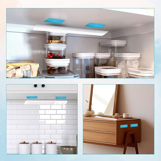 6pcs Metal Adhesive Strips for Magnetic Under Cabinet Lights, Replacement Metal Adhesive Backing Plate Under Cabinet Lights Magnet Sticky for Magnetic LED Lights & Under Counter Lights