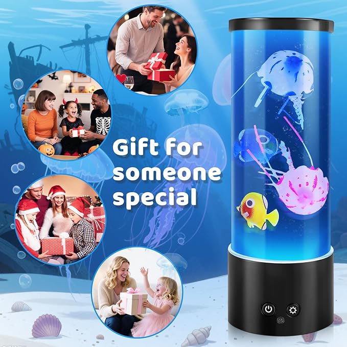 Jellyfish Lamp, Mothers Day Gifts, Table Lamp Jelly Fish Tank for Room Decor, Night Light for Relaxation and Sleep, Birthday Gifts for Women, Girls, Kids and Men