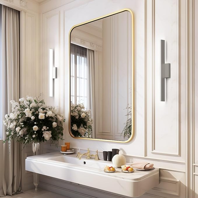 Ralbay Brushed Nickel Vanity Light for Bathroom Metal Acrylic Modern LED Bathroom Light Fixtures Brushed Nickel 24inch