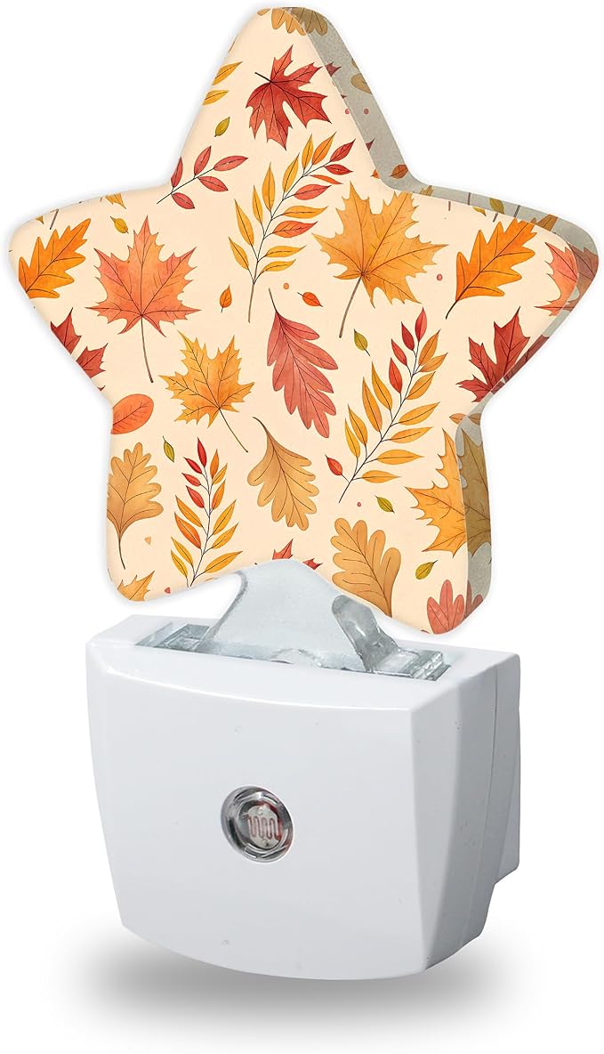 Night Lights Plug Into Wall Decorative,Fall Leaves Nightlights for Kids Bedroom, Autumn Maple Leaf Energy Efficient Dusk-to-Dawn Sensor Sleep Friendly Lamp for Nursery Bathroom
