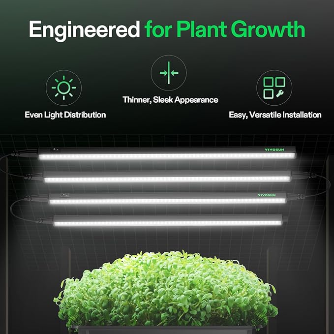 VIVOSUN T5 Grow Lights for Indoor Plants, 5000K Full Spectrum 120W (8 x 15W), 2FT LED Plant Light Strip with Timer & Dimming Controller for Seed Starting, Hydroponics, SGS Compatible, Linkable, 8-Pack