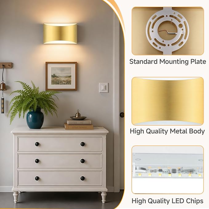 Battery Operated Wall Sconce Set of 2, Rechargeable Wall Lights | Gold Wireless Wall Mount Lights 3000K Bulbs, Touch & Remote Control, Clear Glass, Cordless Dimmable Indoor Lamp for Bedroom
