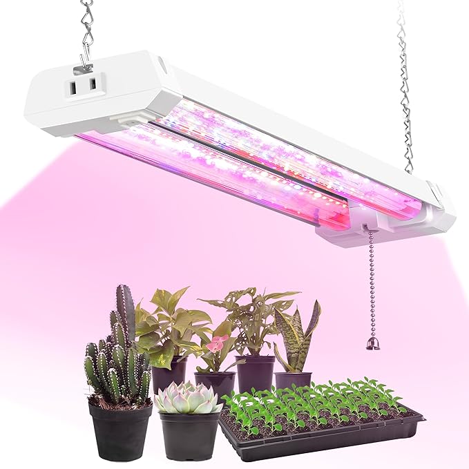 Hlite 16inch Adjustable Full Spectrum Plant Growing Lamps | Hanging Grow Light for Indoor Plants with Shade,Linkable Plug and Hanging with On/Off Switch, Seedling to Flowering