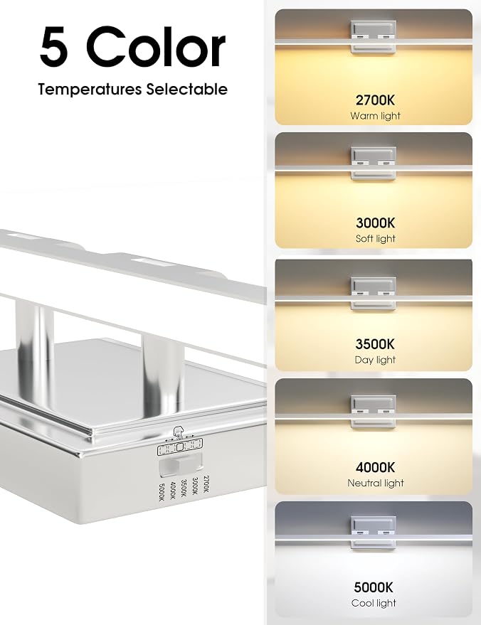 VOLISUN Modern Bathroom Vanity Light 55 inch, Rotatable, 36W Dimmable 5CCT Led Bathroom Light Fixture Over Mirror, Chrome Vanity Light for Bathroom Mirror Cabinets-ETL Certificated