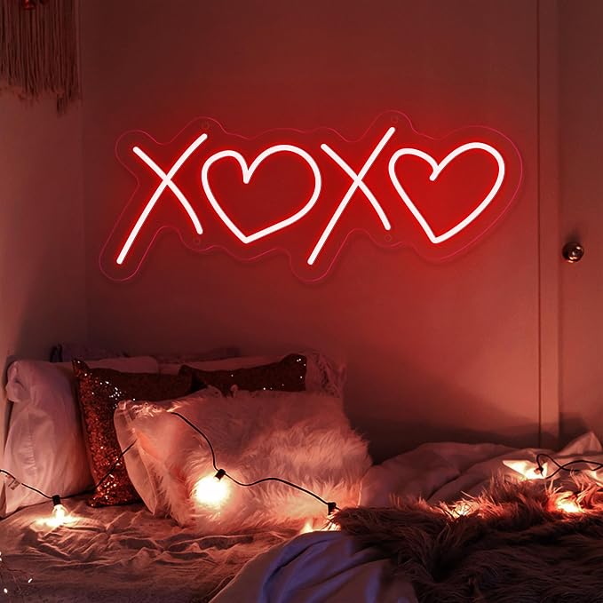 Neon Sign for Wall Decor Bedroom Birthday Party Gift Boyfriend Girlfriend Lover Teens Kids Room USB Operated Led Light Sign,Red 16 x 6.3 Inch