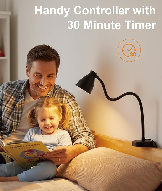 BOHON Reading Lights for Books in Bed, 5 Color 10 Brightness, Without Install Bedside Lamp, Half Hour Auto-Off Timer, Flexible Neck Wall Lamps for Bedroom Headboard Office Home (Black)
