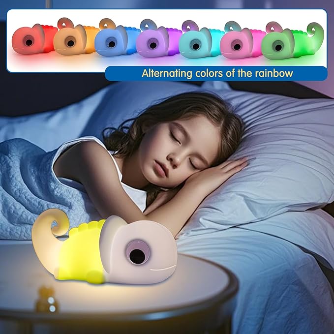 Chameleon Night Light for Kids,Night Light for Boys and Girls,Cute Room Decor Portable Night Lamp,Touch-Controlled Lighting,Touch-Controlled Lighting (Chameleon)