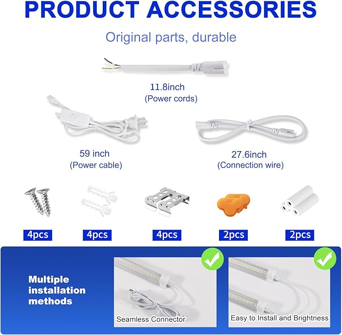 3FT Lights 36W 6500K 5000LM Daylight,Foot Led Shop Lights 110V Linkable Clear Cover Integrated V-Shape for Shop Garage Warehouse Workshop Commercial Bay Lighting(2-Pack)