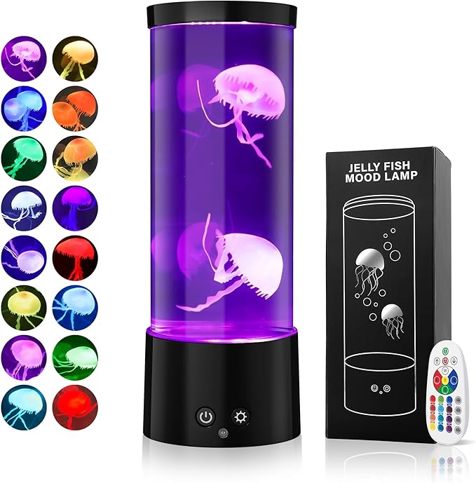 Jellyfish Lamp with 17 Light Effects - Mood Table Lamp Night Light with Remote, Jelly Fish Tank Aquarium for Living Room, Christmas Birthday Gifts for Kids