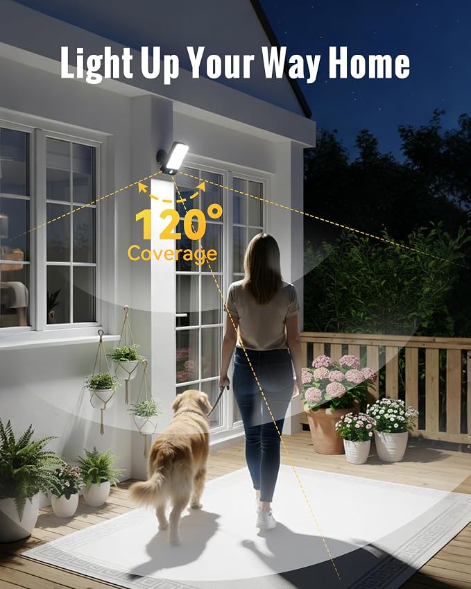 Rechargeable Battery Motion Sensor Outdoor Light, 2 Pack | 10000mAh each, remote control, 3 modes, 3 color temperatures, IP65 waterproof, security light for porch, garage, tool room