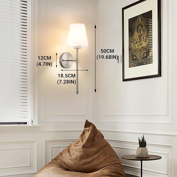 Peel and Stick Wall Sconces, Stick On Wall Sconce Set of 2, Battery Operated Wireless Adhesive Wall Lights, Corn Bulb with 10000mAh Battery, Easy Install for Bedroom Living Room Wall Decor