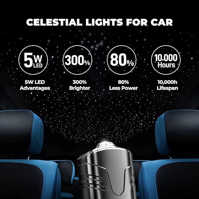 Star Lights for Car, Star Projector with Air Freshener, Ceiling Ambient Light with 6 Scents, Auto On/Off, Vent Clip Accent Light with Diffuser