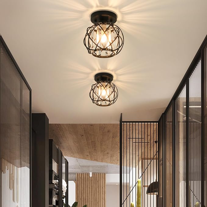 Hallway Ceiling Light fixtures,Flush Mount Ceiling Light Fixture E26 Ceiling Lighting with Crystal Small Chandelier Indoor Lighting for Foyer Entryway Bedroom Bathroom Closet Living Room