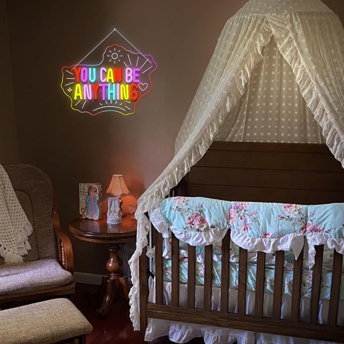 You Can Be Anything Dimmable Neon LED Sign for Wall Decor Kids Wall Art Positive Just Read Book and Chill Classroom Decor USB Neon Light Bedroom Birthday Party Classroom Backdrop Aesthetic Decor