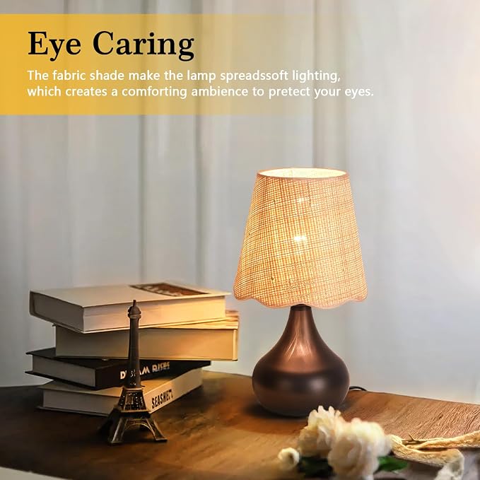 Ziqqeelam Oil Rubbed Bronze Small Table Lamp for Bedside, Farmhouse Bedroom Lamps for Nightstand, Vintage Small Table Lamps for Small Spaces for Bedroom, Kitchen Counter, End of Table, Office