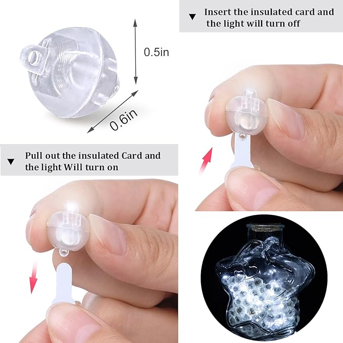 Aogist 100 Pcs White Balloon Light with Loop for Hanging, Easter Egg Mini Ball Lights LED Drinks Lights Mini Round Tiny Light for Paper Lanterns Vases Birthday Party Event Wedding Decoration
