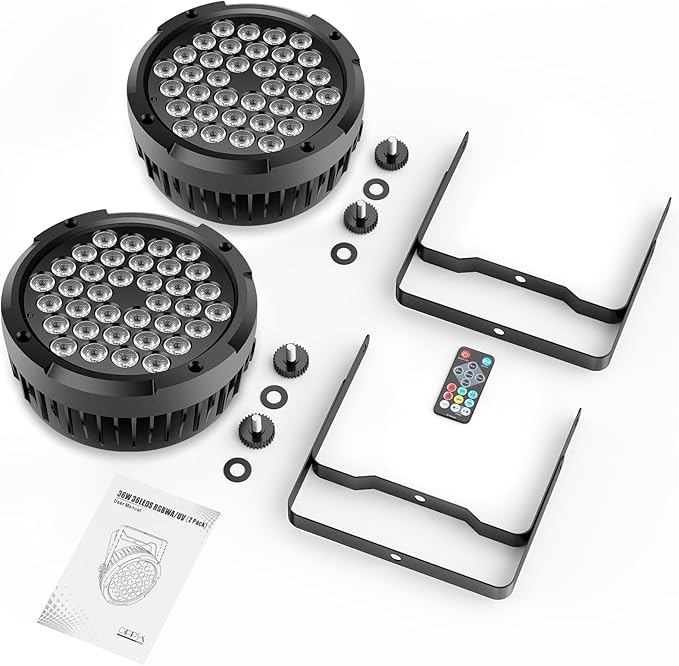 36LEDs RGB Stage Par Lights - OPPSK 36W Sound Activated Multi Modes - Remote DMX Control - Easy Setup - Uplights for Events DJ Music Dance Party Wedding Church Bar Club Stage Lighting (2Pack)