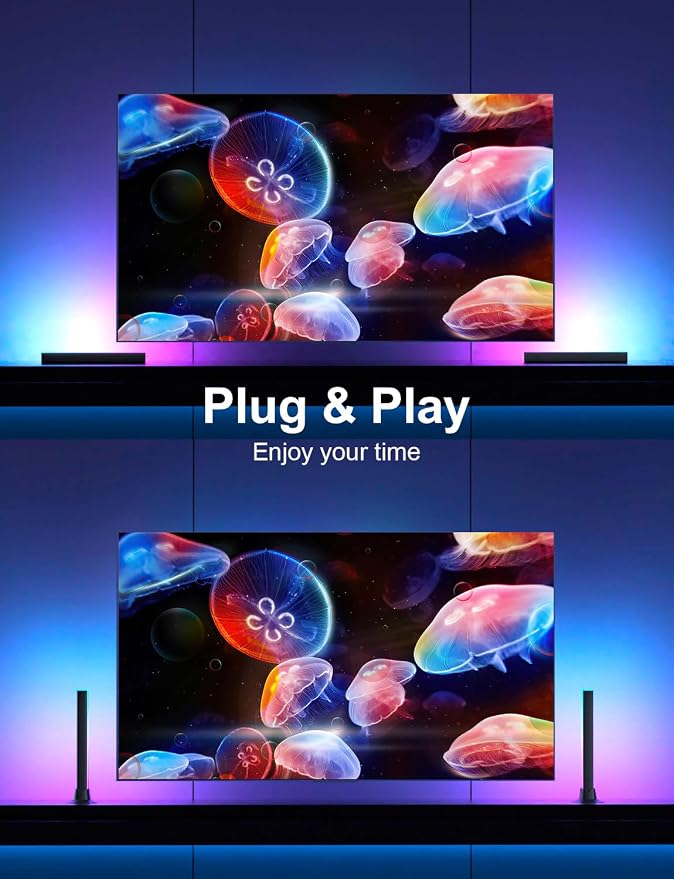 RGB IC LED Light Bar, LED Light Bar with Remote Control, 16 Million Colors & Music Sync, Color Changing Ambient TV Backlights for Home Decor, Gaming, Festivals, Party