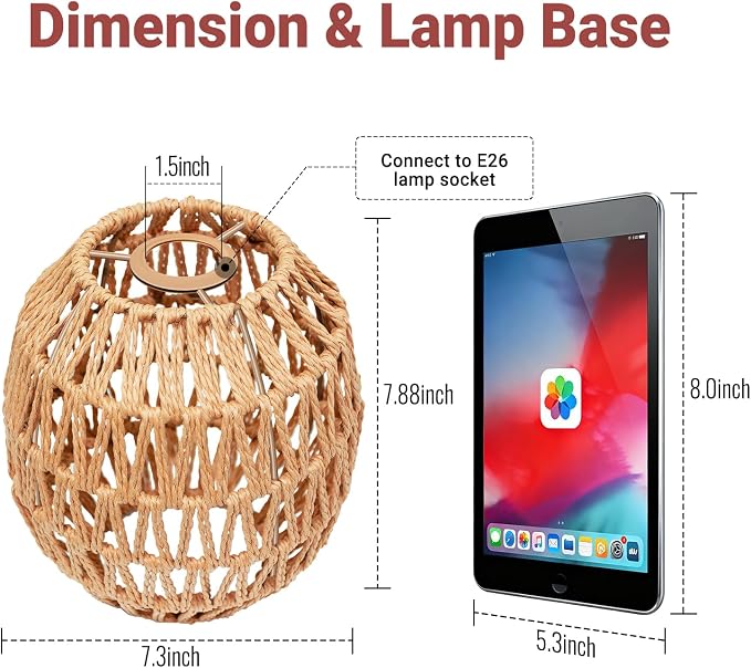 Maliralt Hanging Lamps Rattan Pendant Light Hanging Lights 16.4ft Plug in Cord Pendant Light Fixture Plug Into Wall Outlet Pendant Lighting with On Off Switch for Bedroom Living (Egg Shade)