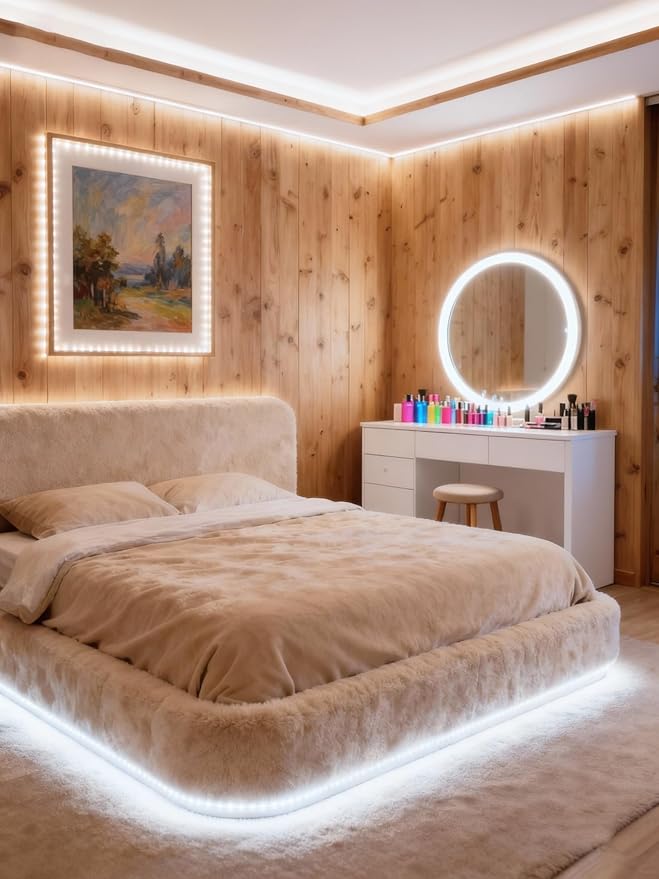 Led Strip Lights for Bedroom Dimmable 20 FT 360 Leds Rope Light Flexible Super Bright White Tape Lights for Ceiling Room Home Decor Luces Leds for DIY Living Room Kitchen Vanity Mirror Study Room