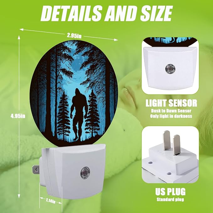 Big Foot Night Light,Forest Night Lights Plug into Wall for Kitchens Toilets Bedroom Decorative Half Round Nightlight Led Lamp 0.5W Sleep Friendly