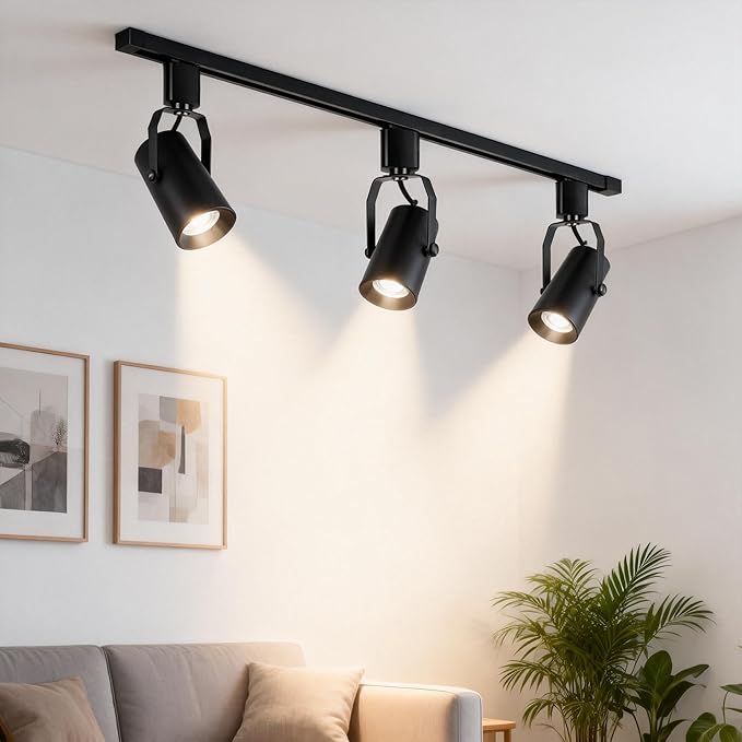 KING SHA H Type LED Track Lighting Heads with Replaceable Light Engine, 1113Lumens,11W(65W Eqv.), 3CCT Selectable 2700K/4500K/6500K, Dimmable 10-100%, Black,4pack