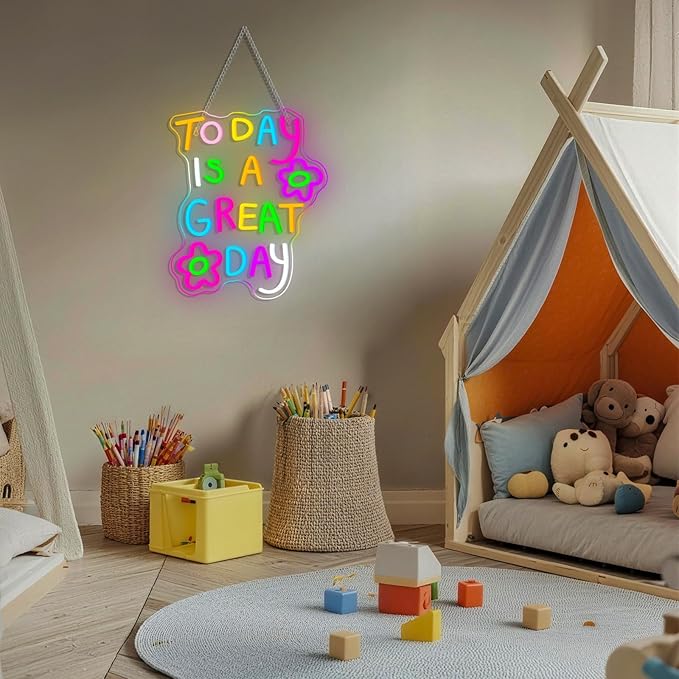 Classroom Neon Lights Today is a Great Day Neon Sign for Wall Decor in Coffee Bar Bedroom Reading Lights Up Sign for Classroom Library LED Books Decor Gifts to Teens Teachers