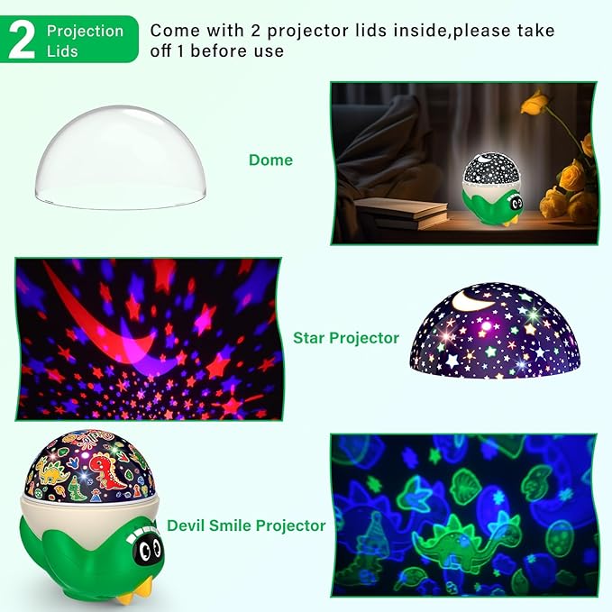 Dinosaur Night Light Projector for Kid Room | Dinosaur Toys for Kids 3-5 | Baby Light Projector with Music Timer and Remote Control Birthday Gifts for Boys